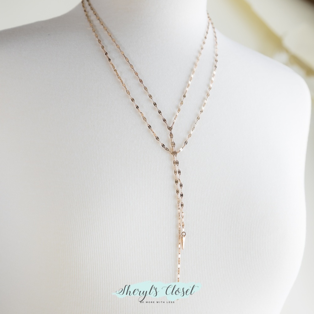 Gold Coin Lariat Style Necklace